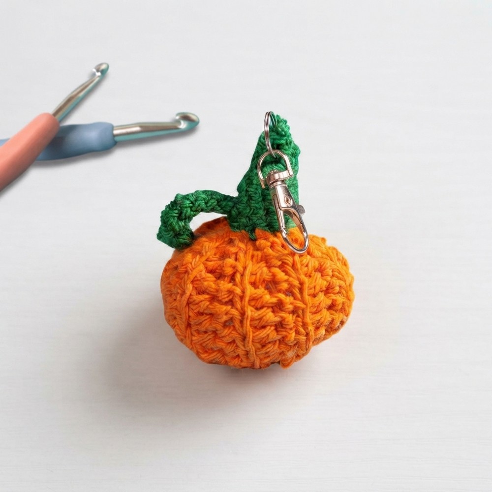 EASY Crochet Pattern keychain Pumpkin for the beginners Halloween HOW TO (2)