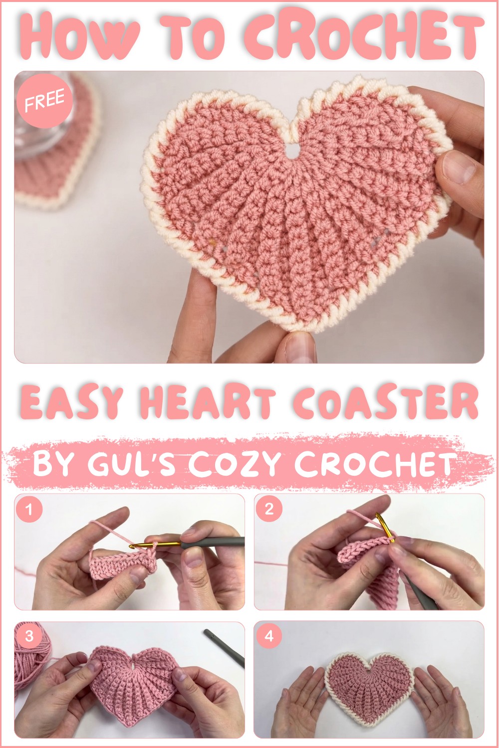 Easy Crochet Coaster Tutorial How to Crochet a Heart Coaster 1