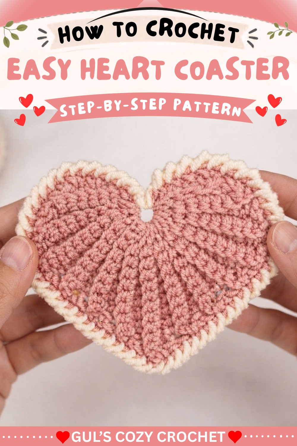 Easy Crochet Coaster Tutorial How to Crochet a Heart Coaster 8