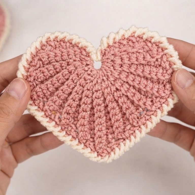 Easy Crochet Coaster Tutorial How to Crochet a Heart Coaster 9