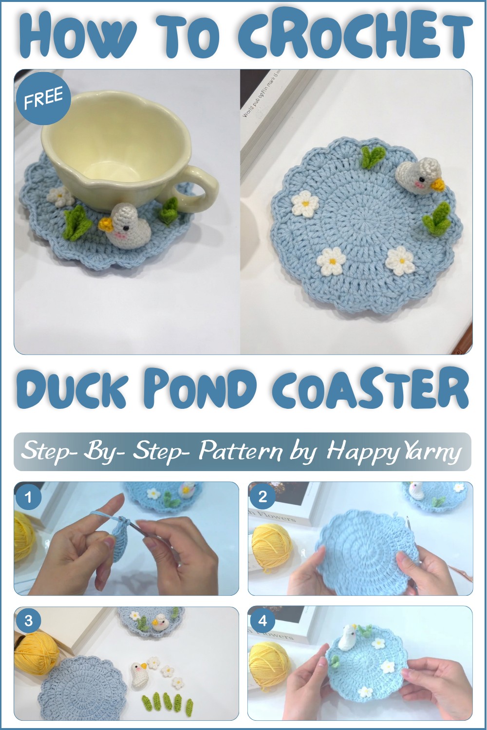 Easy Crochet Coaster for Beginners DUCK POND COASTER (Under 30 Mins!) 1