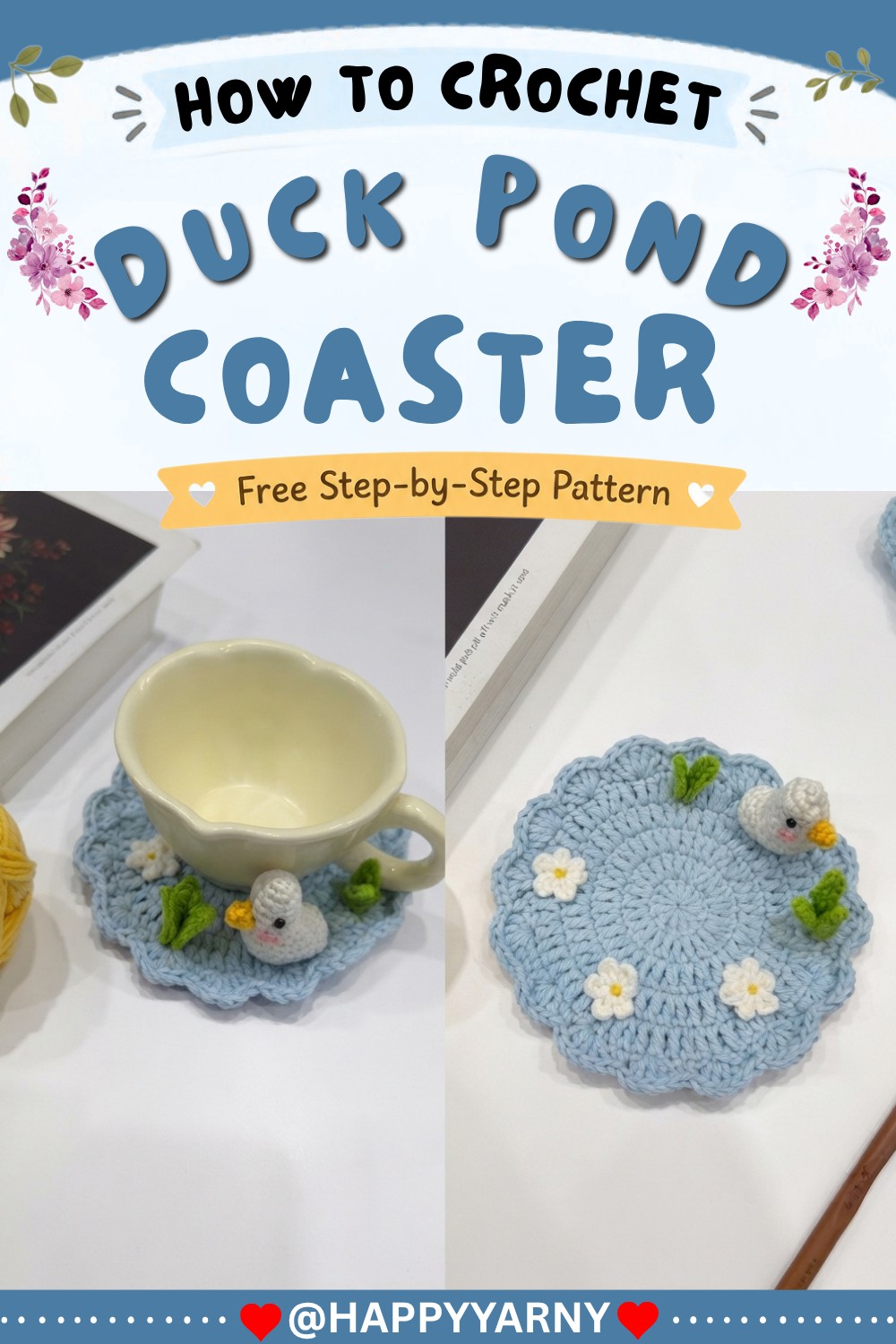 Easy Crochet Coaster for Beginners DUCK POND COASTER (Under 30 Mins!) 12