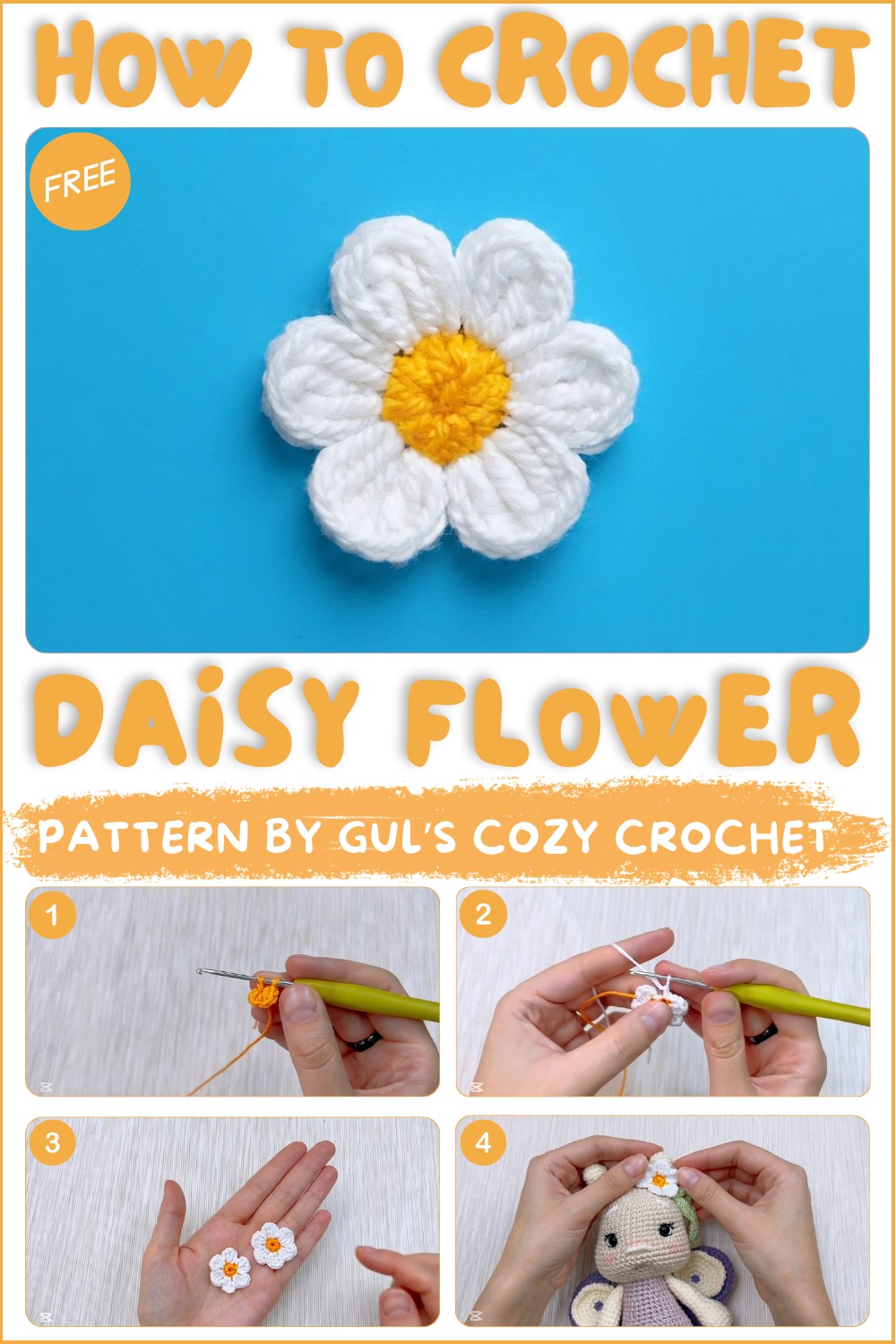Easy Crochet Daisy 🌼 Crochet Flower Tutorial for Beginners 1