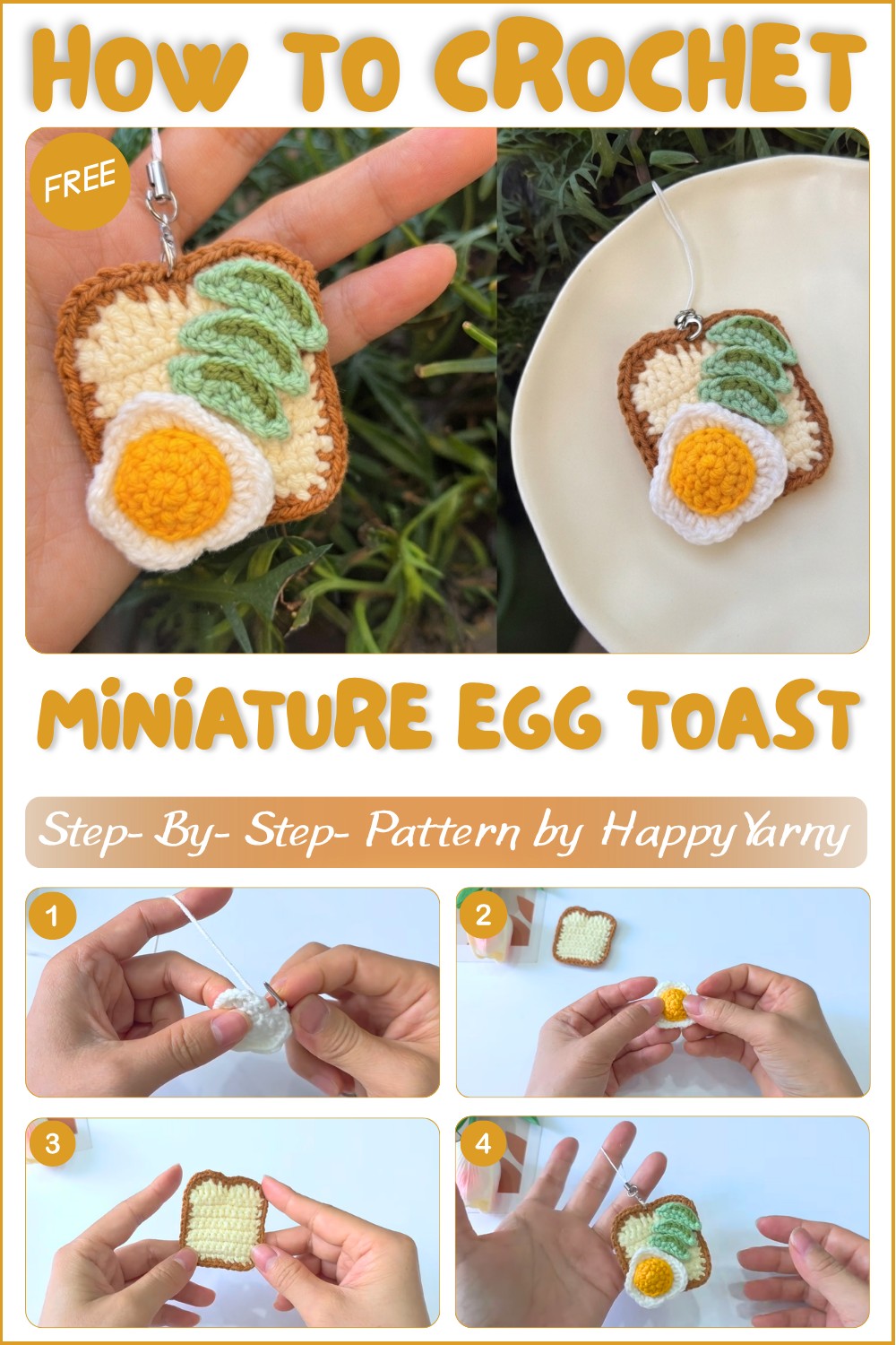 Easy Crochet Egg Toast Pattern Miniature Crochet Food & Cake Ideas 1