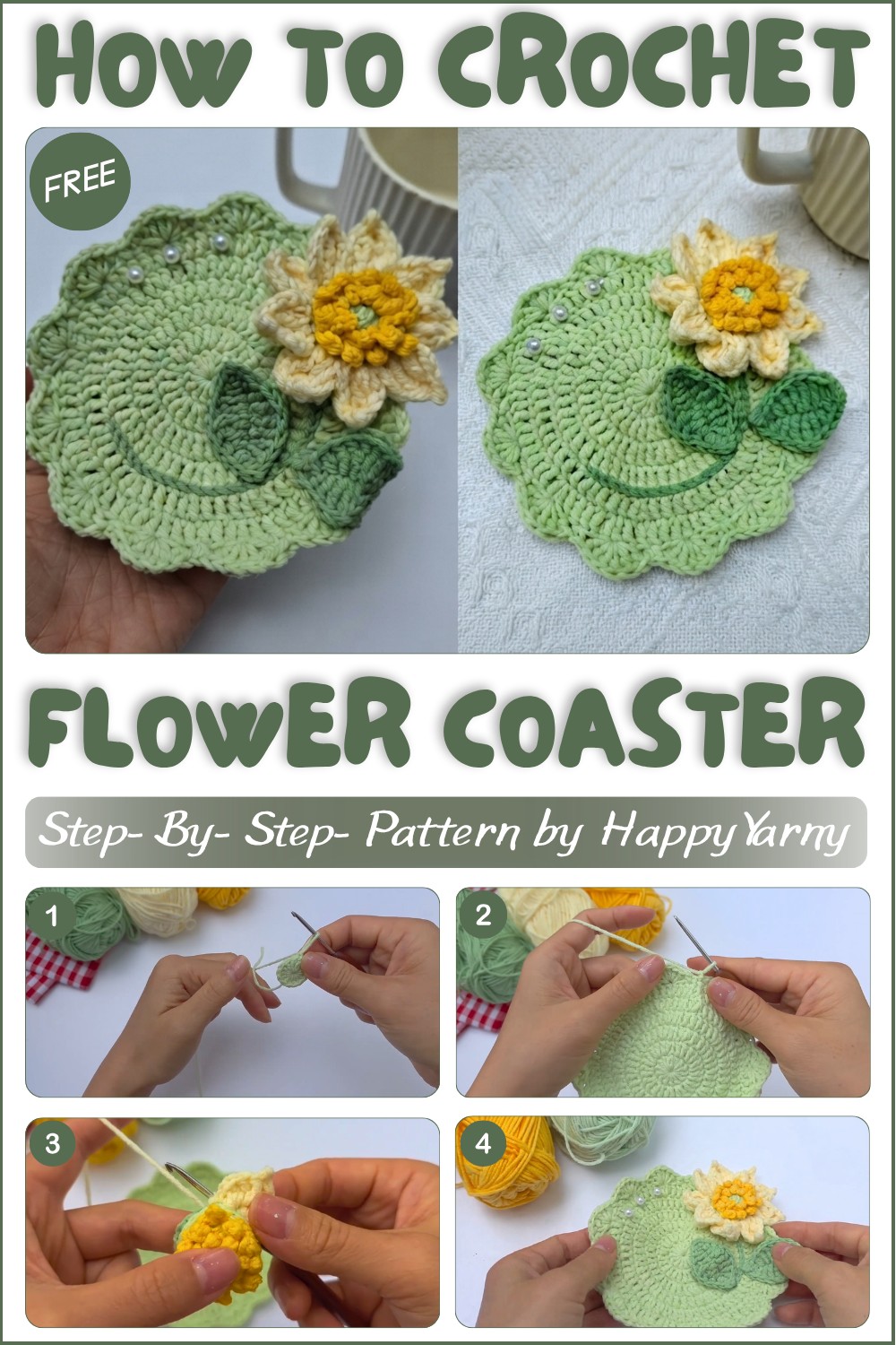 Easy Crochet Flower Coaster for Beginners Step-by-Step Tutorial 1