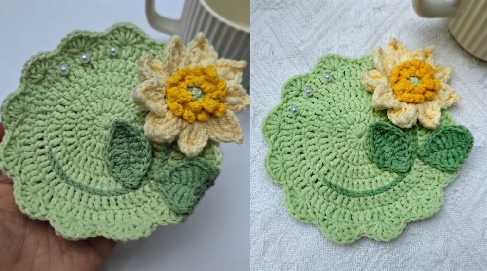 Easy Crochet Flower Coaster for Beginners Step-by-Step Tutorial 2