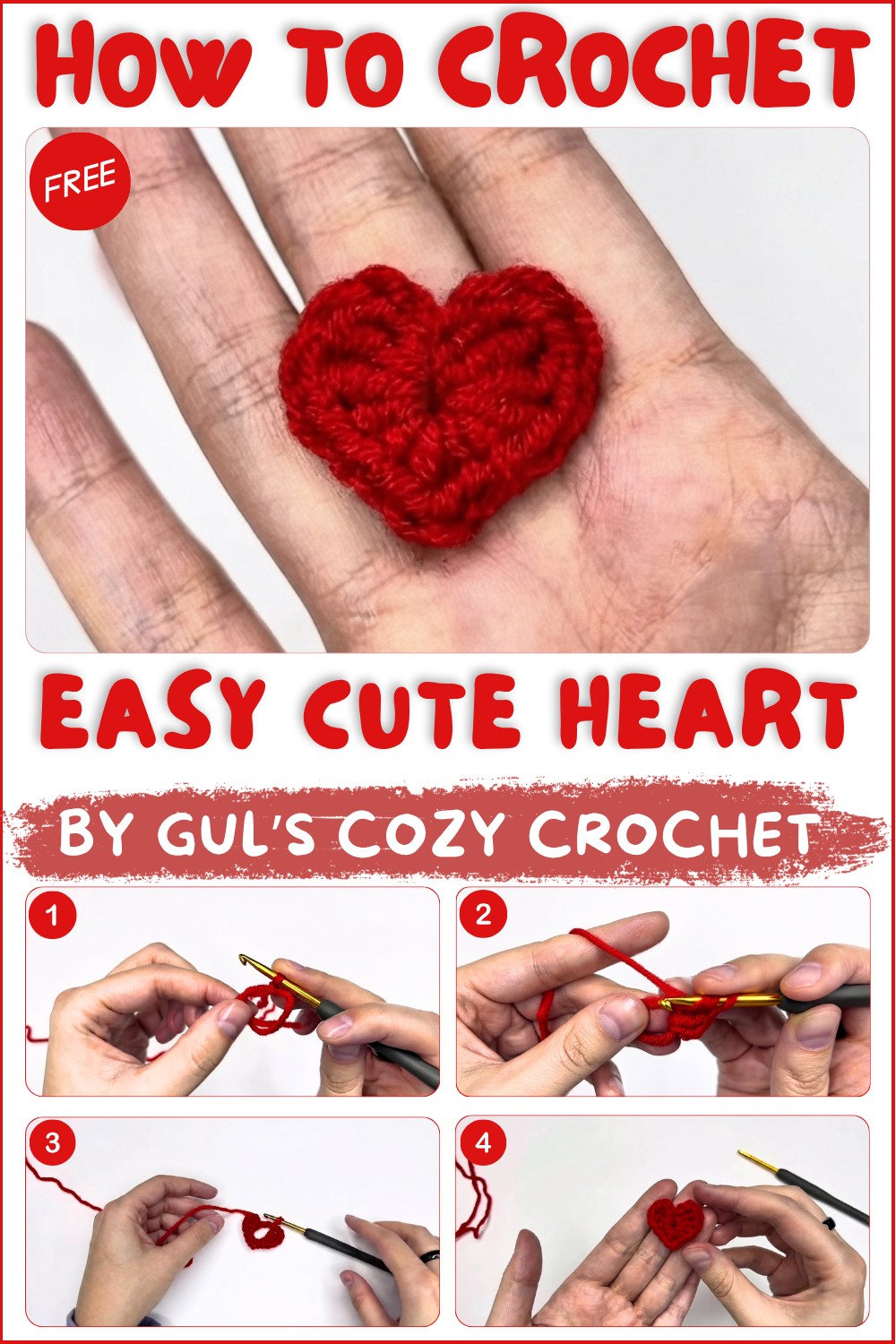 Easy Crochet Heart ❤️ 2-Minute Tutorial for Beginners 1