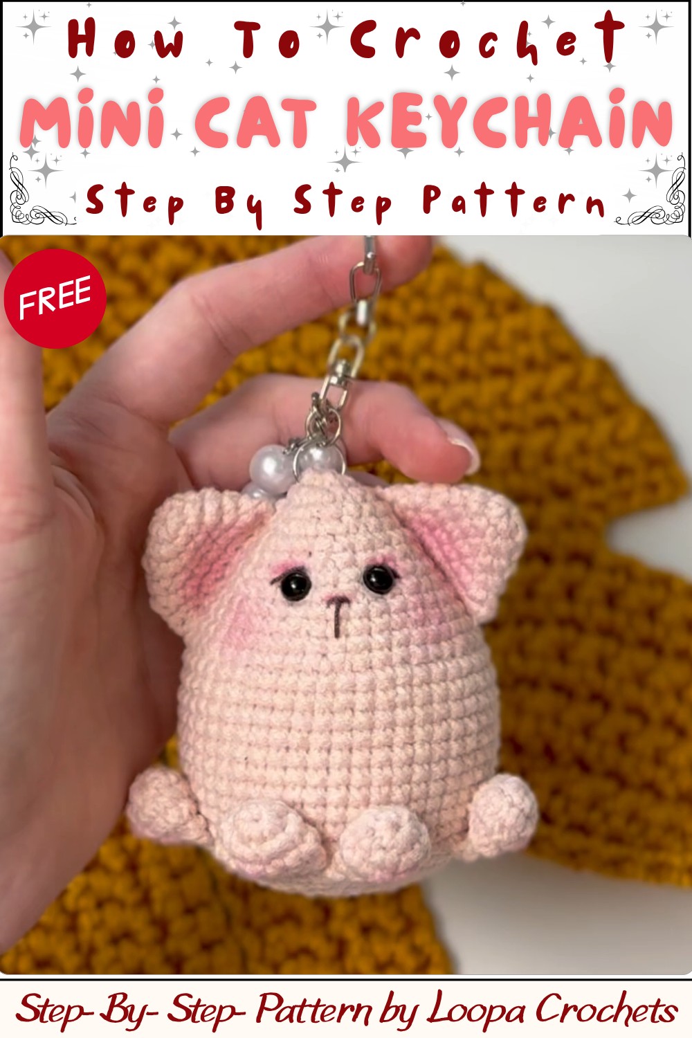 Easy Crochet Mini Cat Tutorial Cute Amigurumi Keychain (Subtitles EN, ES, PT) 10