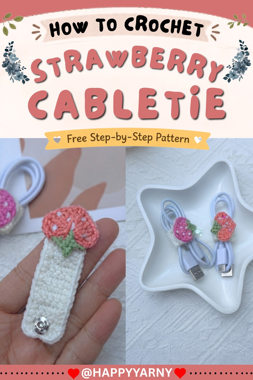 Easy Crochet Strawberry Cable Tie Tutorial 11