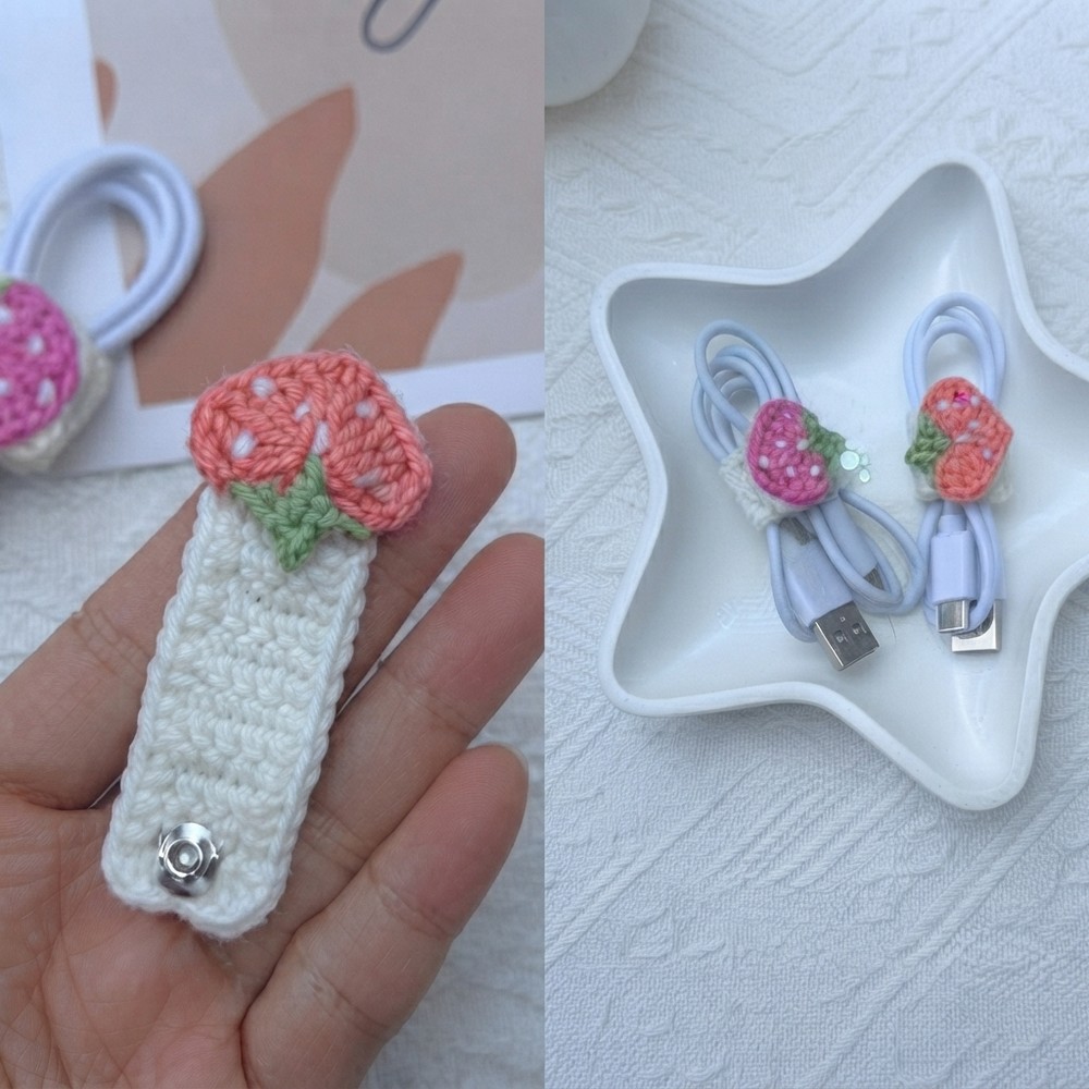 Easy Crochet Strawberry Cable Tie Tutorial 12