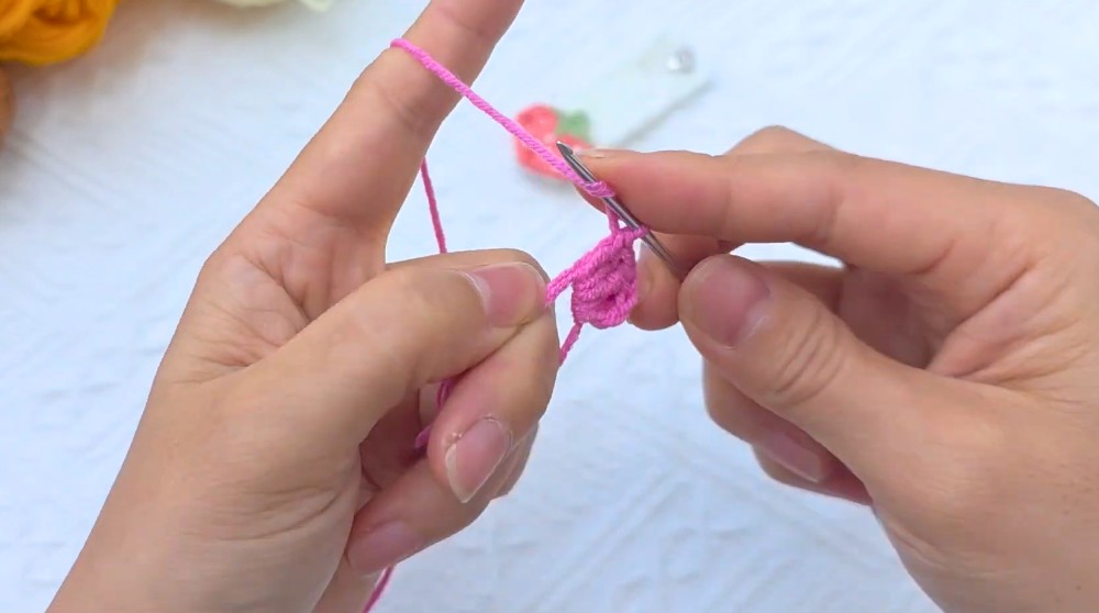 Easy Crochet Strawberry Cable Tie Tutorial 4
