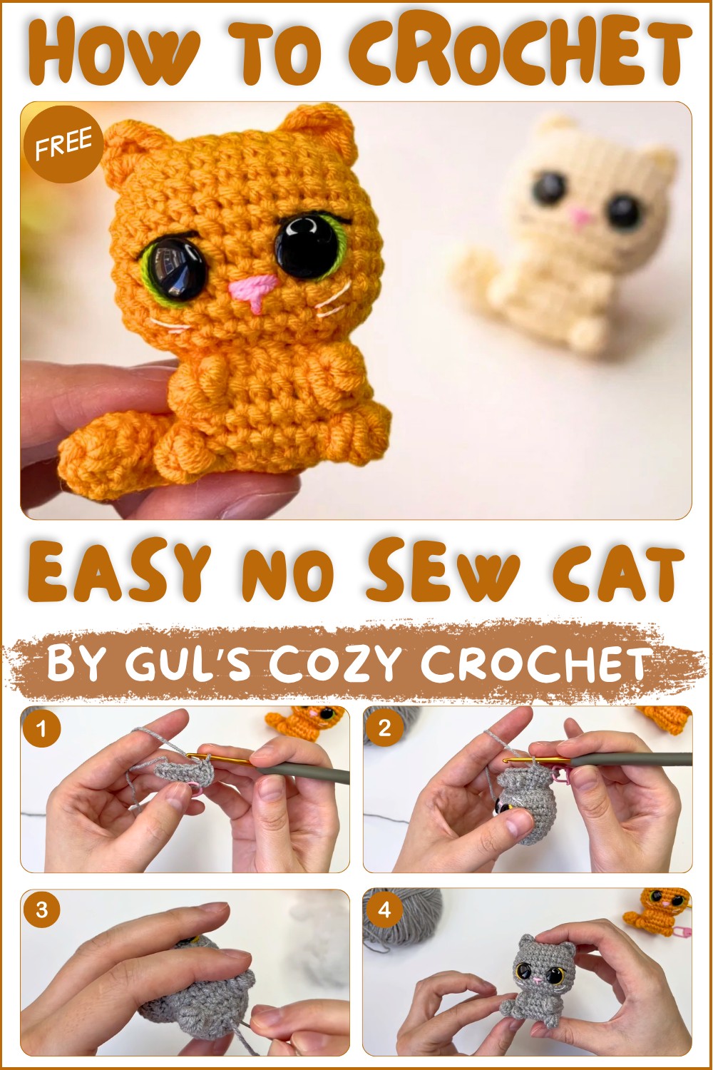 Easy NO SEW Crochet Cat 😺 Beginner Friendly Tutorial 1