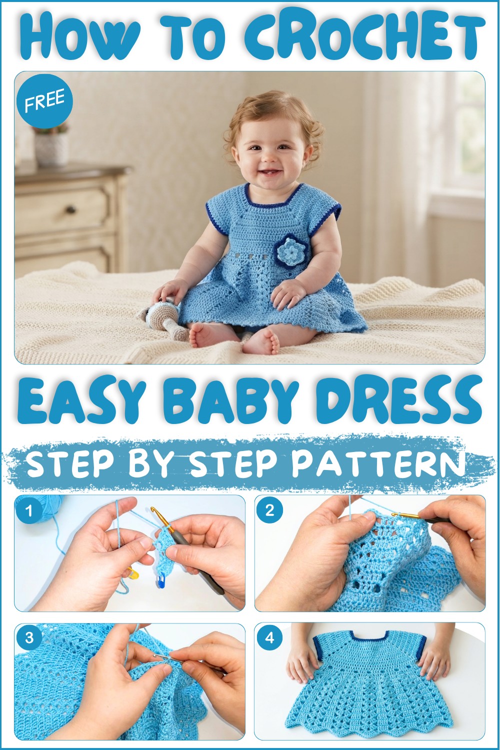 Easy crochet baby dress with crochet 1