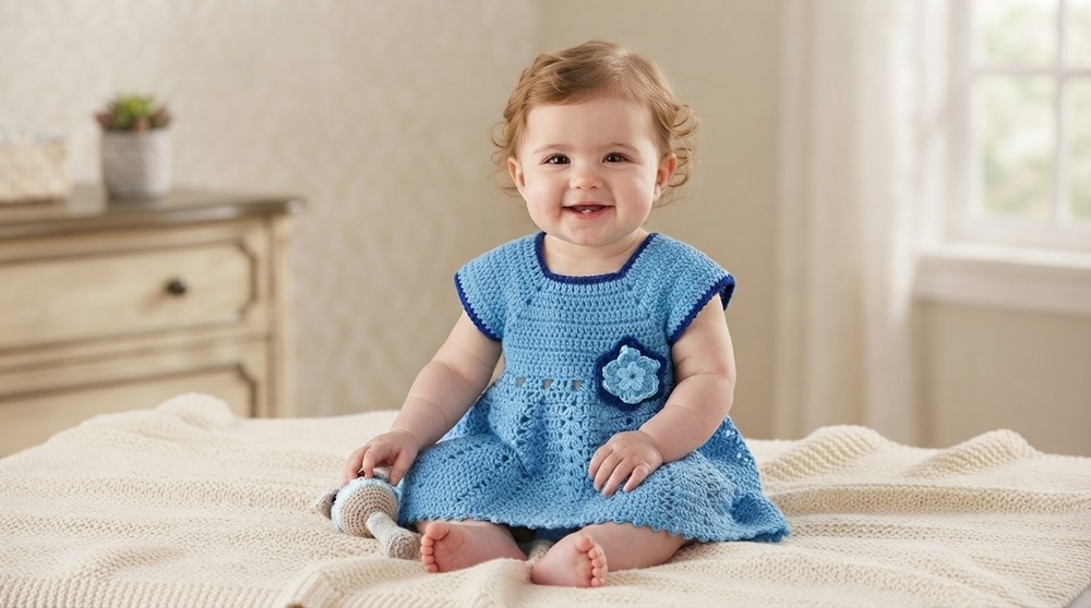Easy crochet baby dress with crochet 2