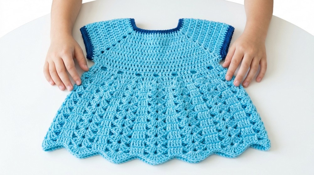Easy crochet baby dress with crochet 7