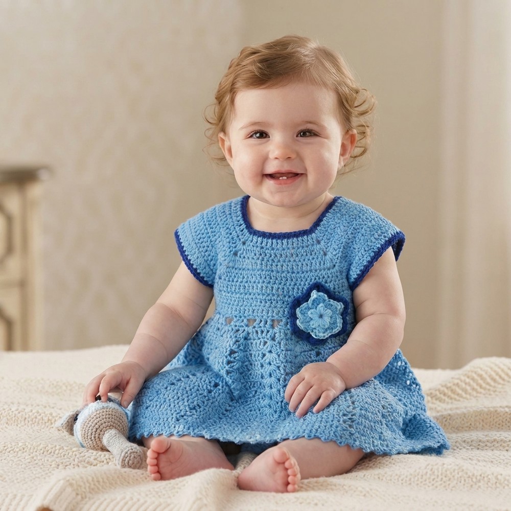 Easy crochet baby dress with crochet 9