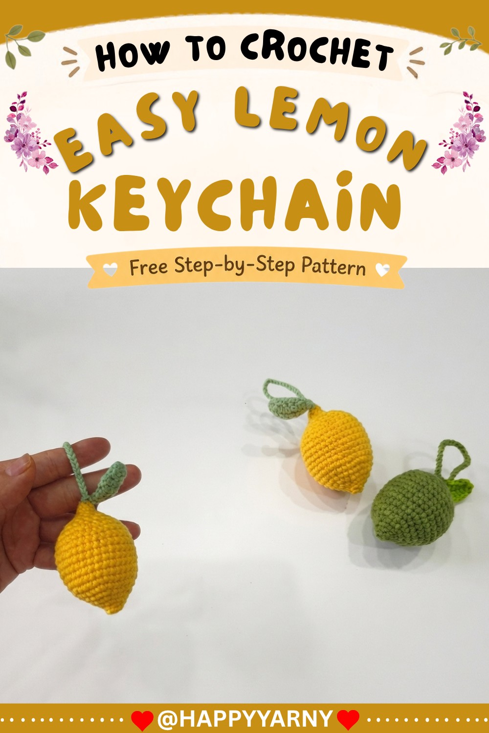 Easy crochet lemon keychain🍋 how to crochet a lemon for absolute beginners 10