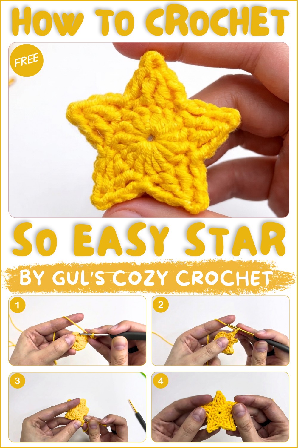 Flat Crochet Star ⭐ So Easy! Tutorial for Beginners 1