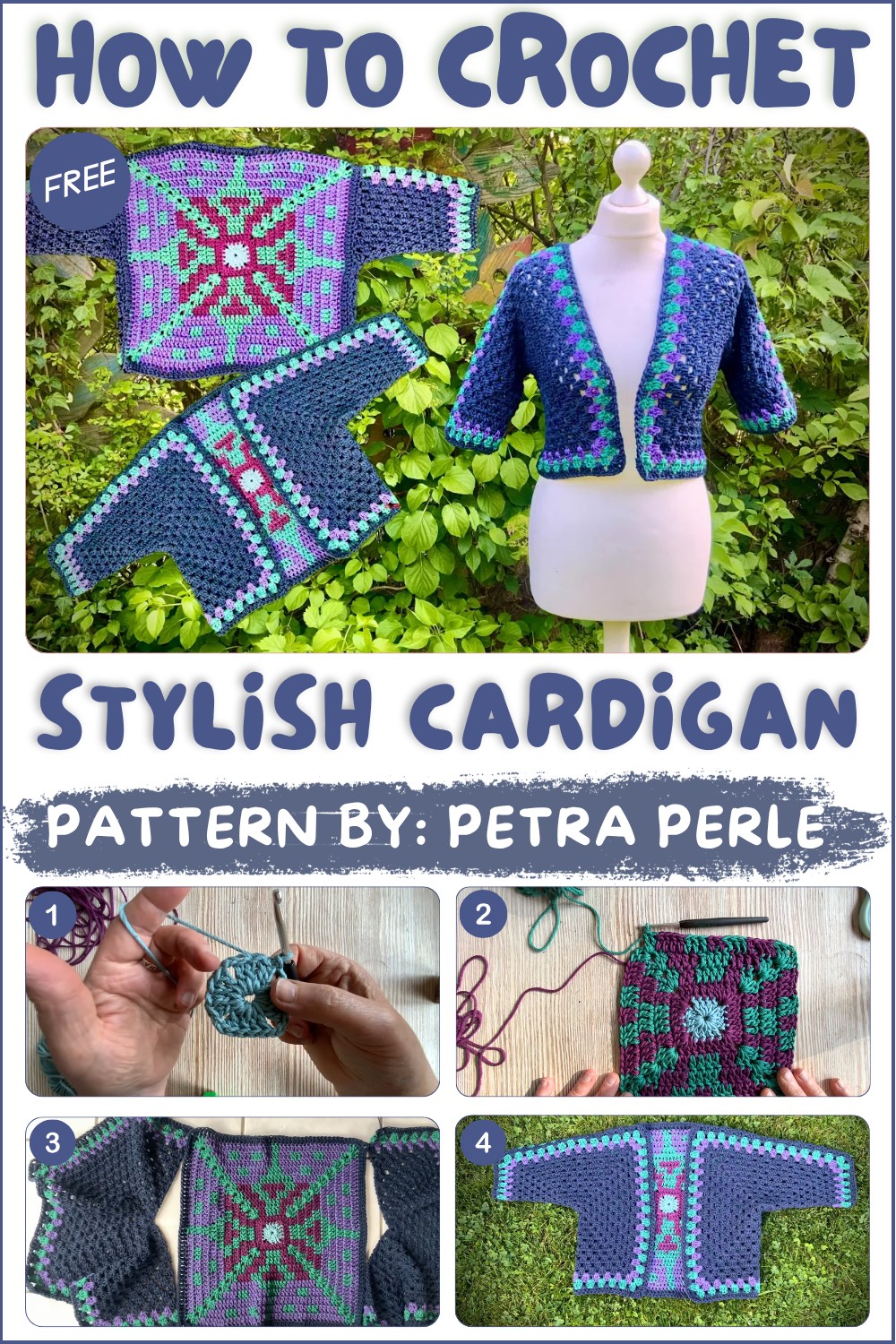 HEXAGON style cardigan with a large granny square (1)