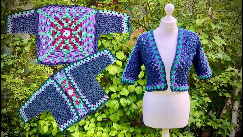 HEXAGON style cardigan with a large granny square (9)