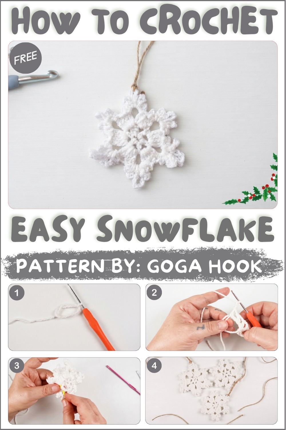 How To Crochet Snowflake Easy Christmas Decoration - Crochet Pattern 1