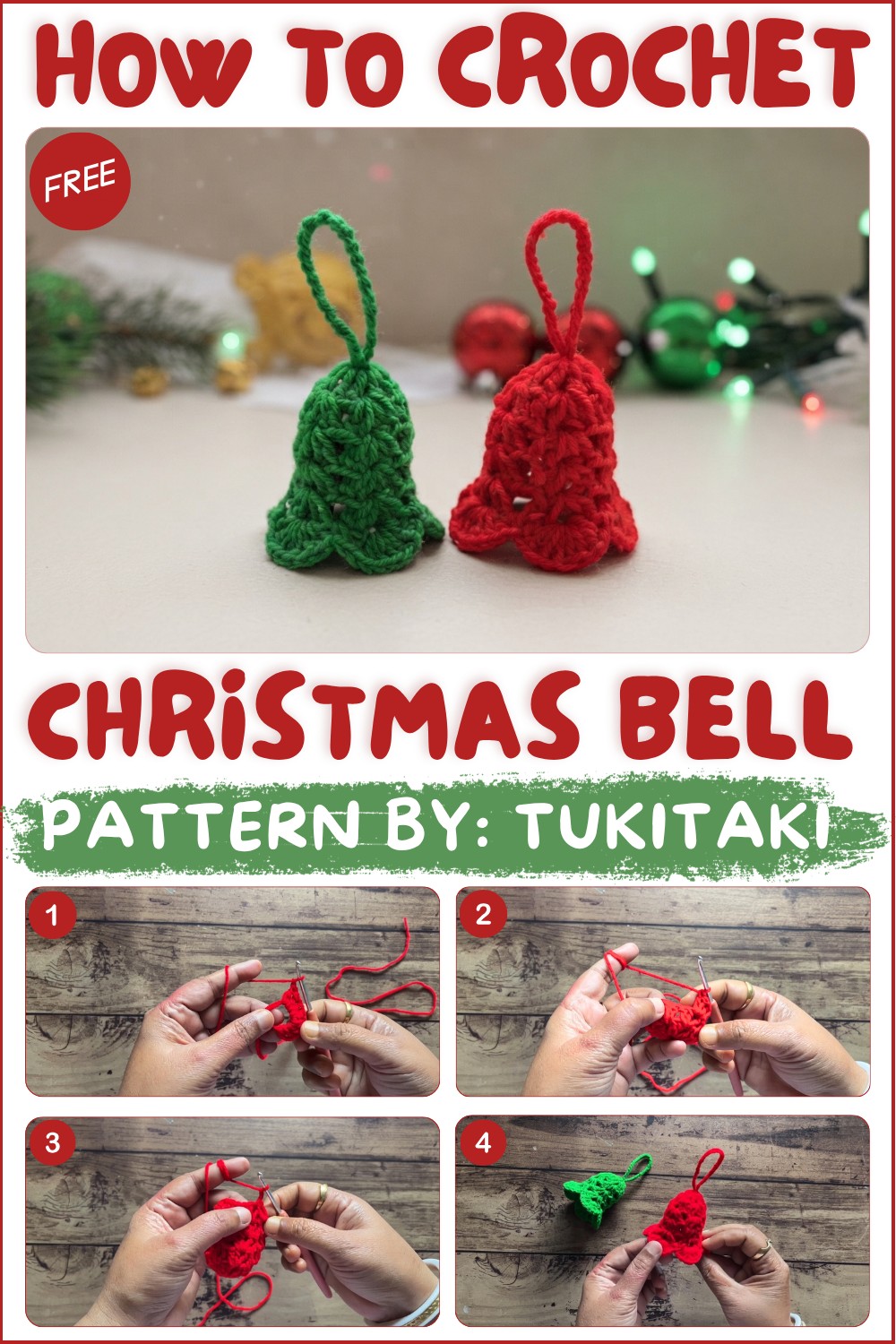 How to Crochet Christmas Bell Ornament Easy Holiday Decoration Tutorial (1)