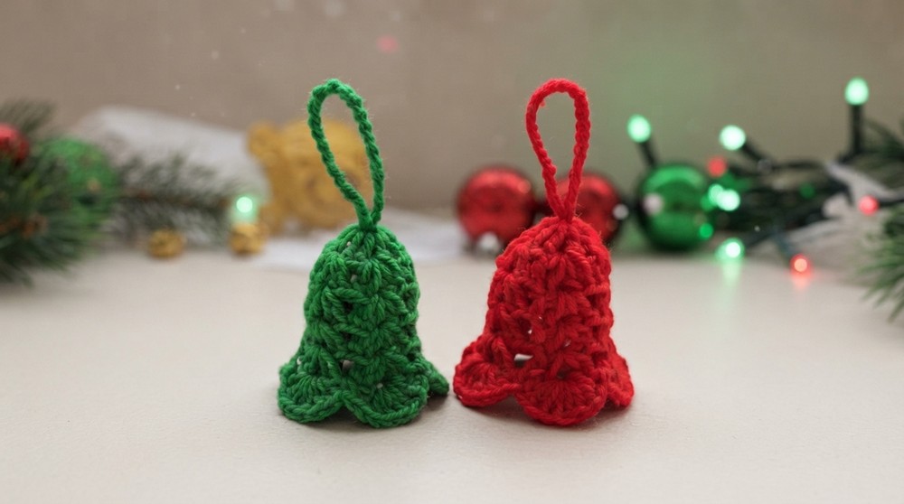 How to Crochet Christmas Bell Ornament Easy Holiday Decoration Tutorial (2)