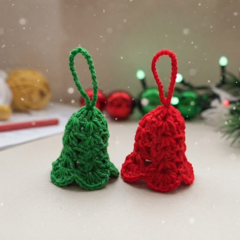 How to Crochet Christmas Bell Ornament Easy Holiday Decoration Tutorial (9)