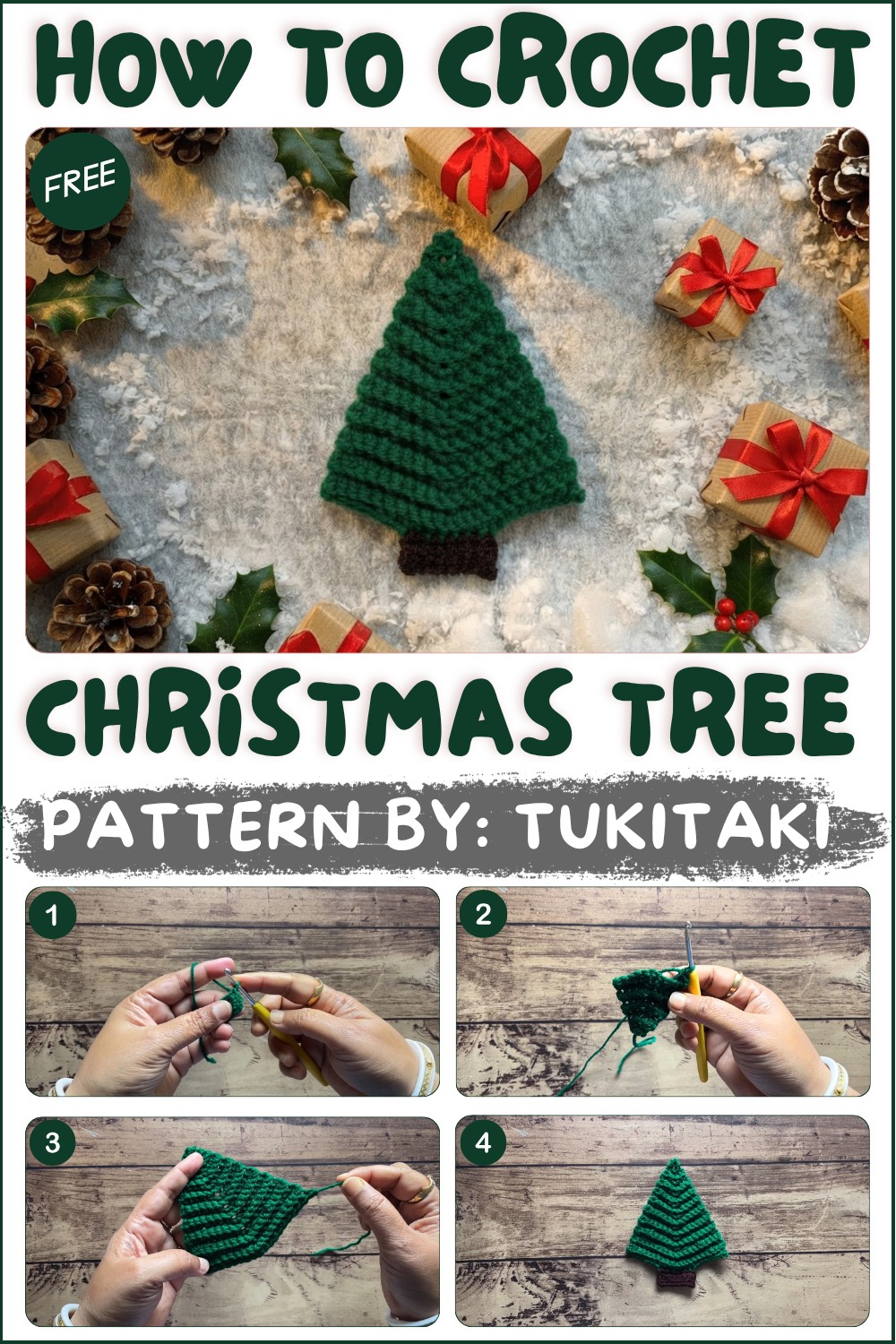 How to Crochet Christmas Tree 3D Holiday Decoration Tutorial (1)