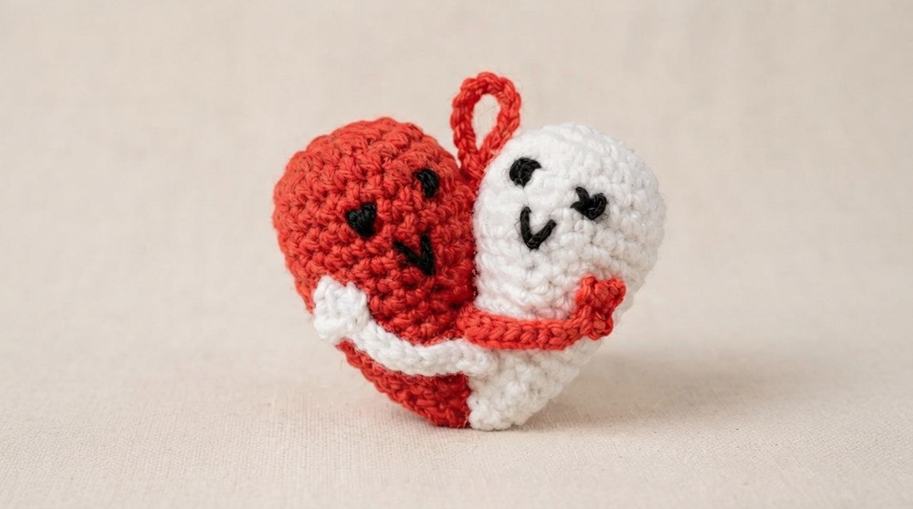 How to Crochet Couple Heart Keychain Keychain Tutorial for Beginners (2)