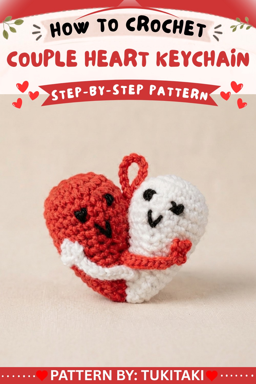 How to Crochet Couple Heart Keychain Keychain Tutorial for Beginners (8)