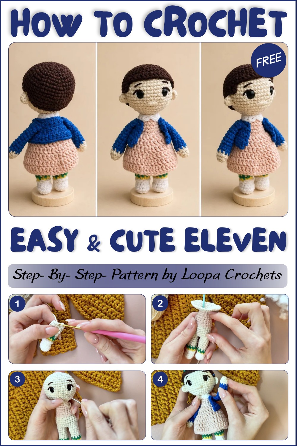 How to Crochet Eleven (Stranger Things) Amigurumi Tutorial [EN, ES, DE Sub] 1
