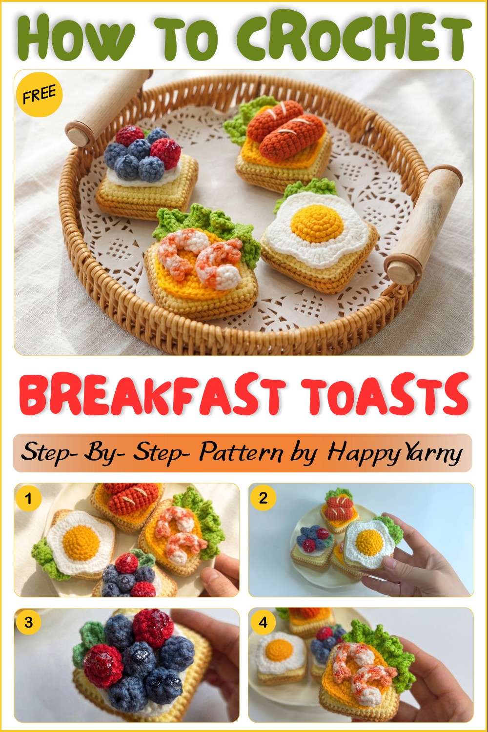 How to Crochet Mini Breakfast Toasts Step-by-Step 1