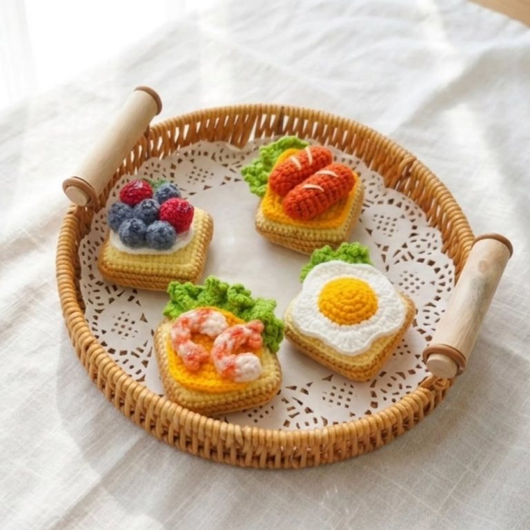 How to Crochet Mini Breakfast Toasts Step-by-Step 12