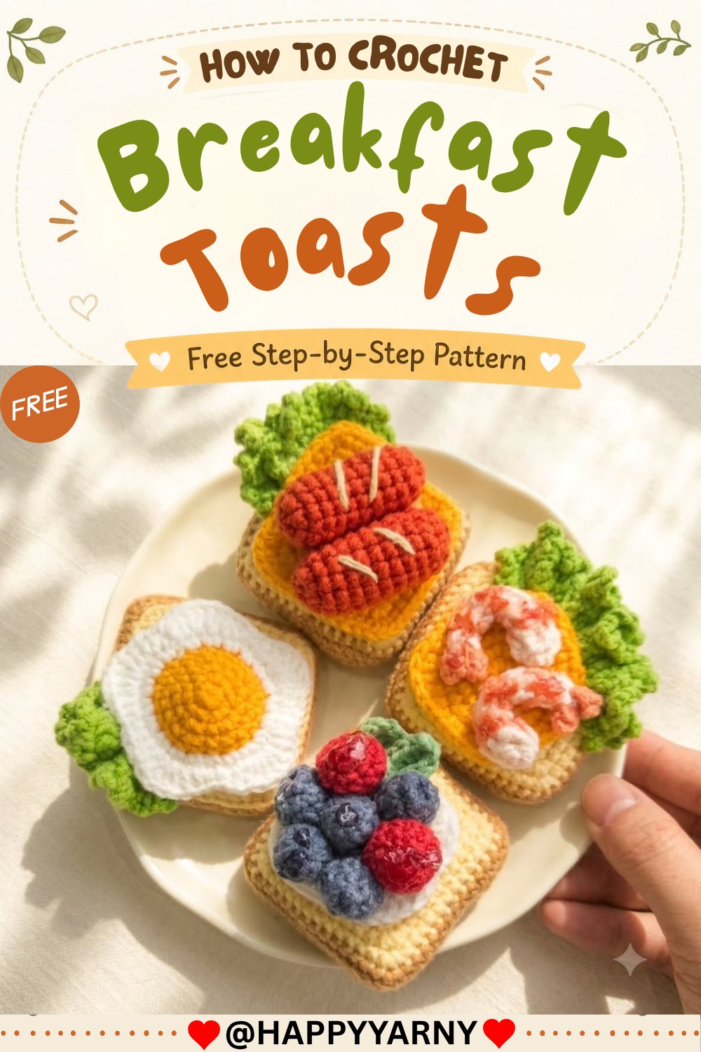 How to Crochet Mini Breakfast Toasts Step-by-Step 14