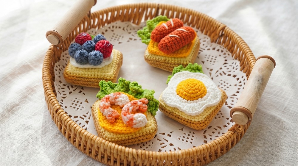 How to Crochet Mini Breakfast Toasts Step-by-Step 2