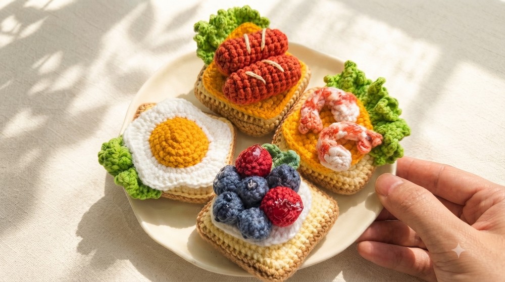 How to Crochet Mini Breakfast Toasts Step-by-Step 8