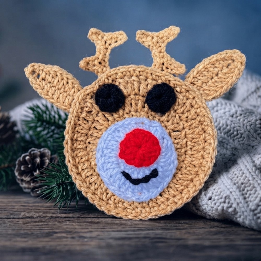 How to Crochet Reindeer Ornament Rudolph Christmas Decoration Tutorial (12)