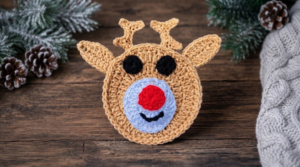 How to Crochet Reindeer Ornament Rudolph Christmas Decoration Tutorial (2)