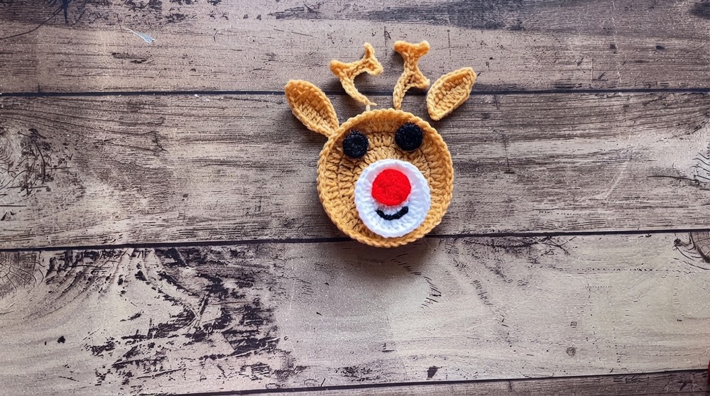 How to Crochet Reindeer Ornament Rudolph Christmas Decoration Tutorial (7)