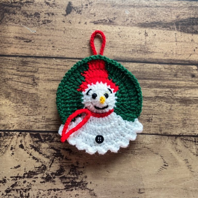 How to Crochet Snowman Christmas Decoration Tutorial (10)
