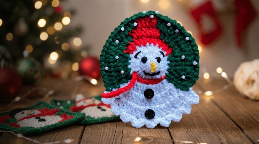 How to Crochet Snowman Christmas Decoration Tutorial (2)