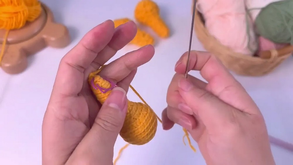 How to Crochet a Fried Chicken Drumstick Easy Crochet Food Tutorial 6