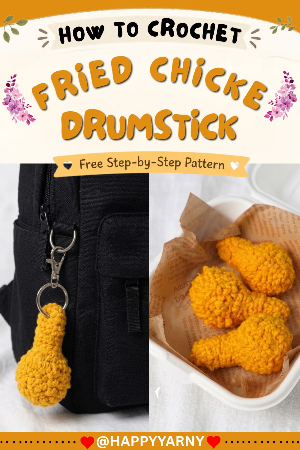 How to Crochet a Fried Chicken Drumstick Easy Crochet Food Tutorial 8