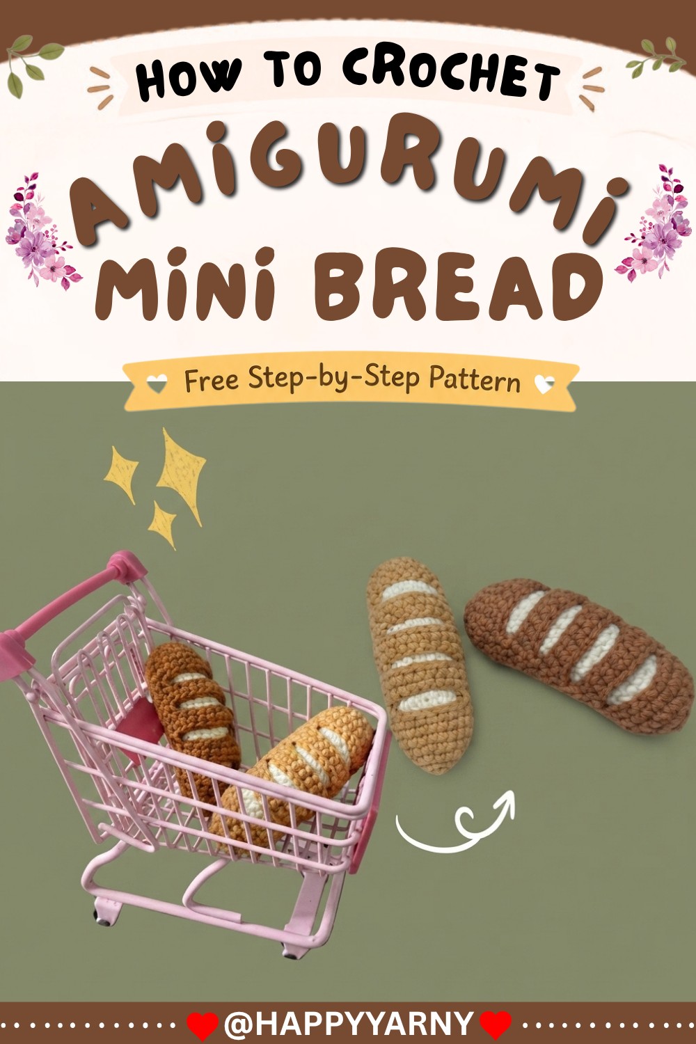 How to Crochet a Mini Bread 🥖 Easy Beginner Tutorial Tiny Amigurumi 8