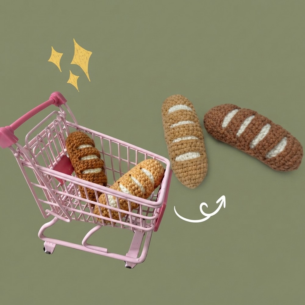 How to Crochet a Mini Bread 🥖 Easy Beginner Tutorial Tiny Amigurumi 9