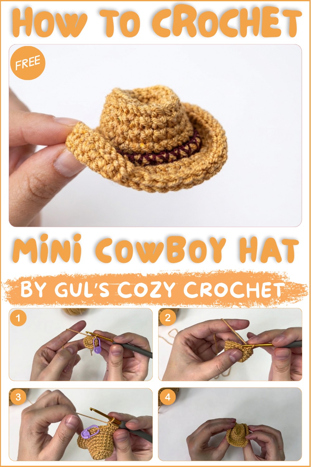 How to Crochet a Mini Cowboy Hat 🤠 Step by Step Tutorial 1