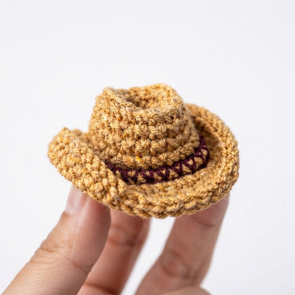 How to Crochet a Mini Cowboy Hat 🤠 Step by Step Tutorial 9