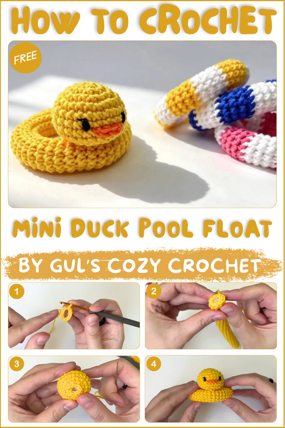 How to Crochet a Mini Duck Pool Float Plus a Classic Striped Float (1)
