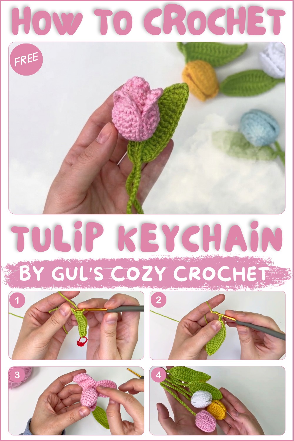 How to Crochet a Tulip Keychain 🌷 Easy, Fast & Beginner Friendly 1